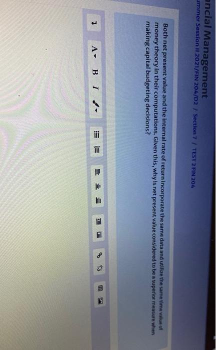  ancial Management ummer Session II 2021/FIN 204/02 / Section 7 /