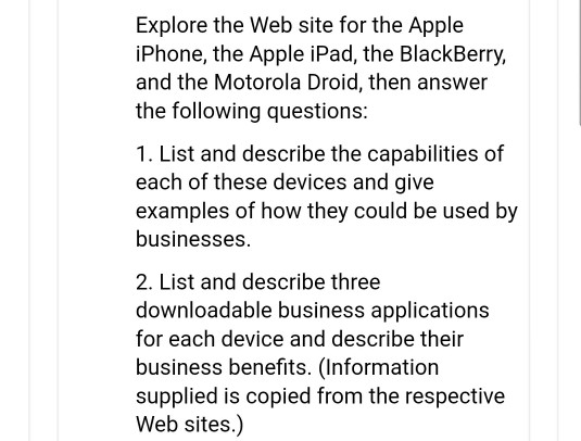  Explore the Web site for the Apple iPhone, the Apple iPad,