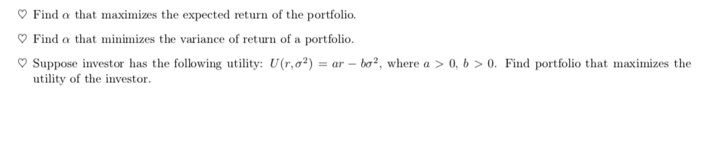 variables equal to return on the first asset and the second asset