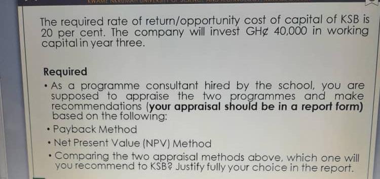 one of the two programmes. The expected cash flows of the two