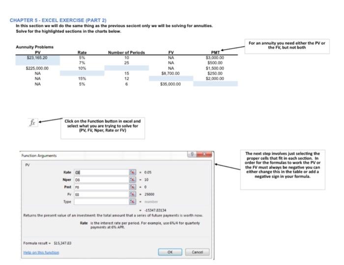function capability in excel to help solve time value of money problems