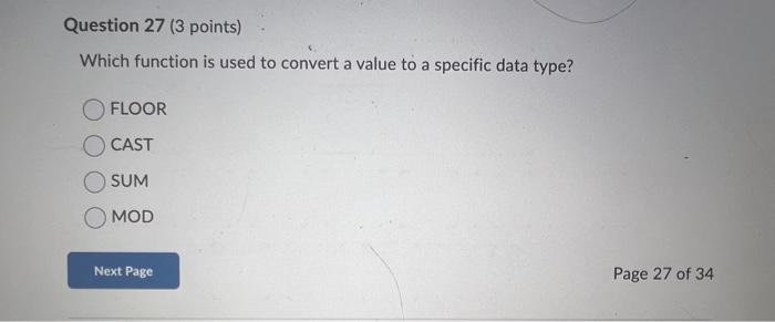  Which function is used to convert a value to a specific
