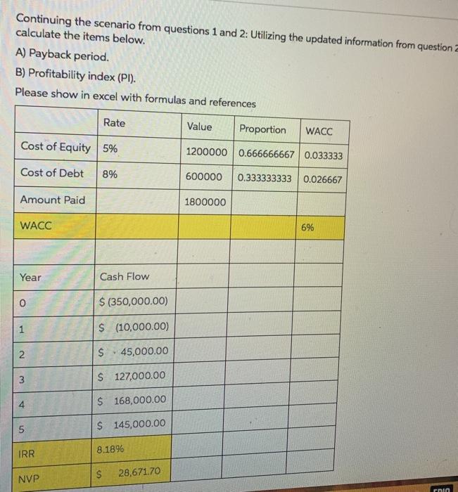  Continuing the scenario from questions 1 and 2: Utilizing the updated