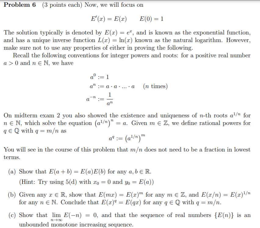 Only (c) and (d) are needed, thanks! Problem 6 (3 points each)