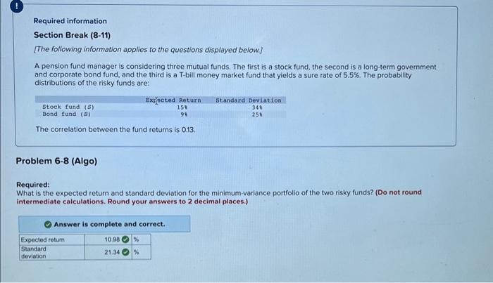 please answer all questions. Required information Section Break (8-11) [The following information