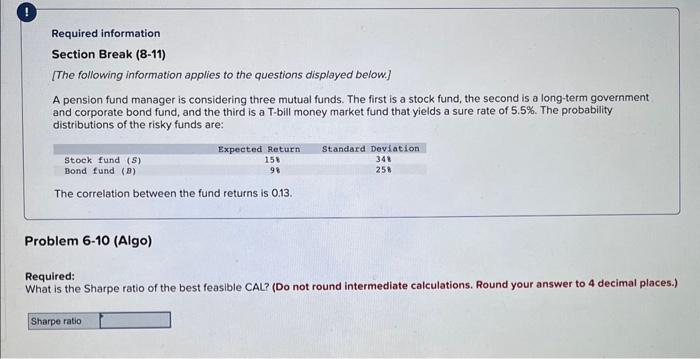 three mutual funds. The first is a stock fund, the second is