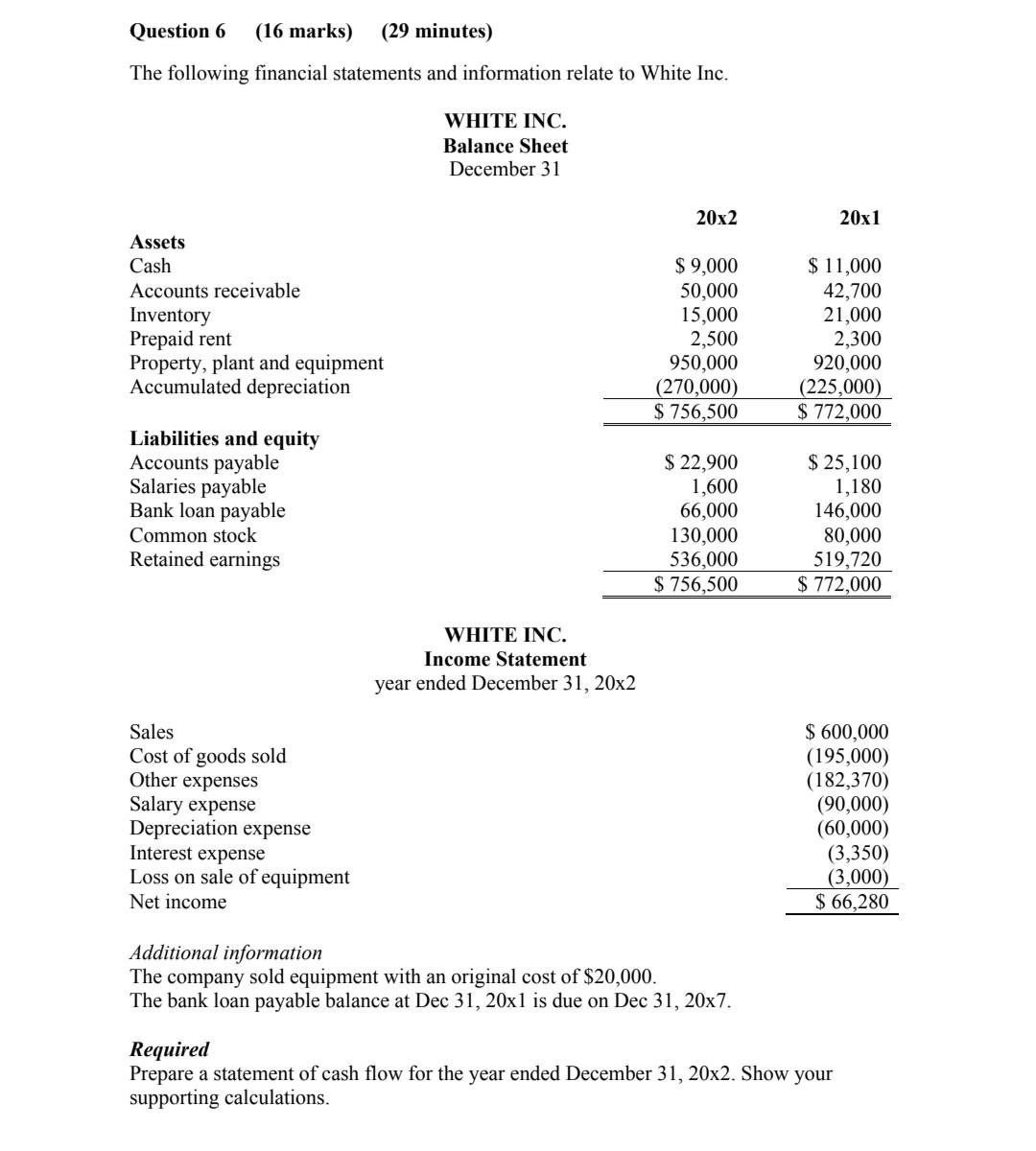 Please give an answer in excel, thanks. Question 6 (16 marks)