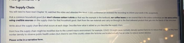  The Supply Chain You will need to have read Chapter 10,