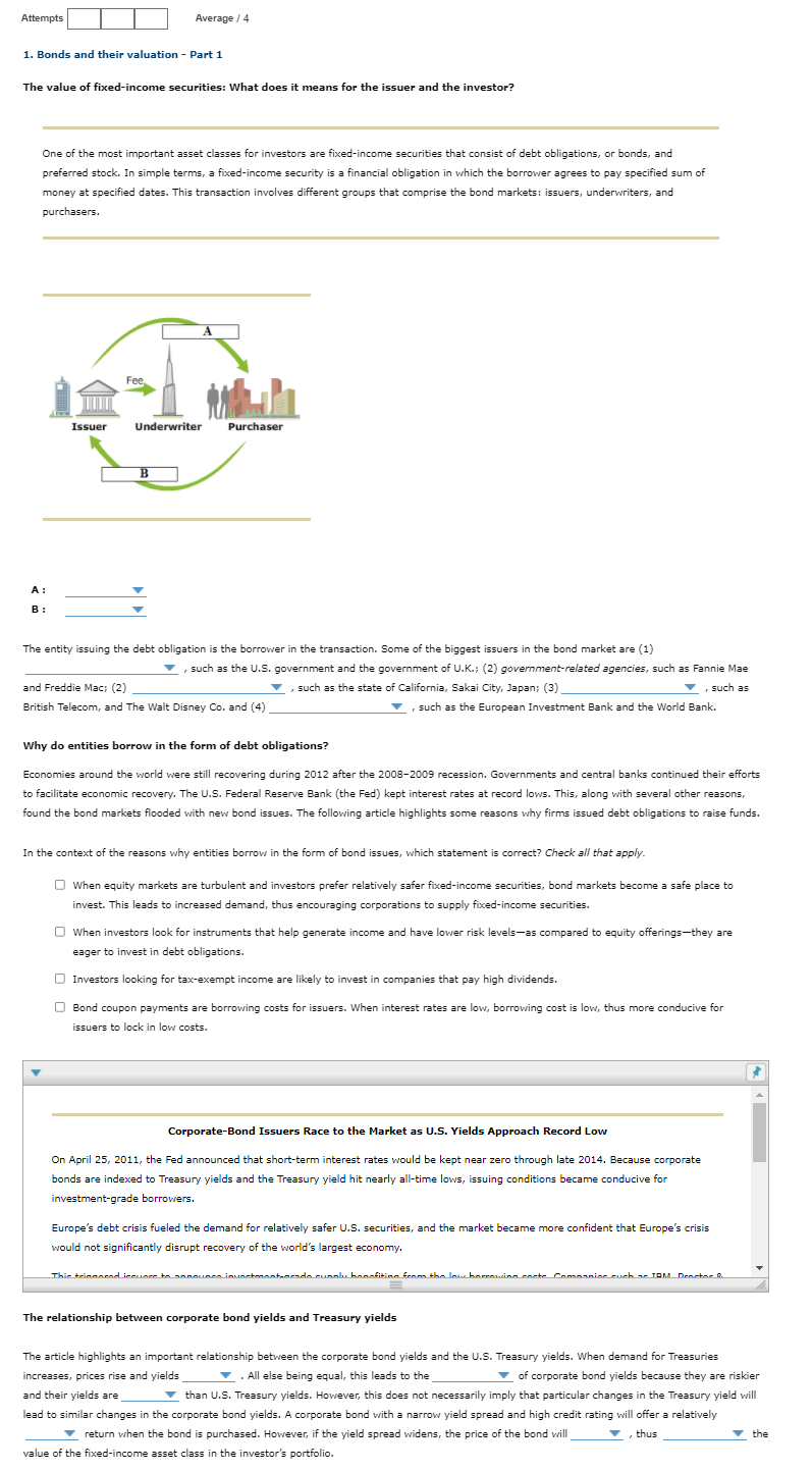 Attempts Average / 4 1. Bonds and their valuation - Part