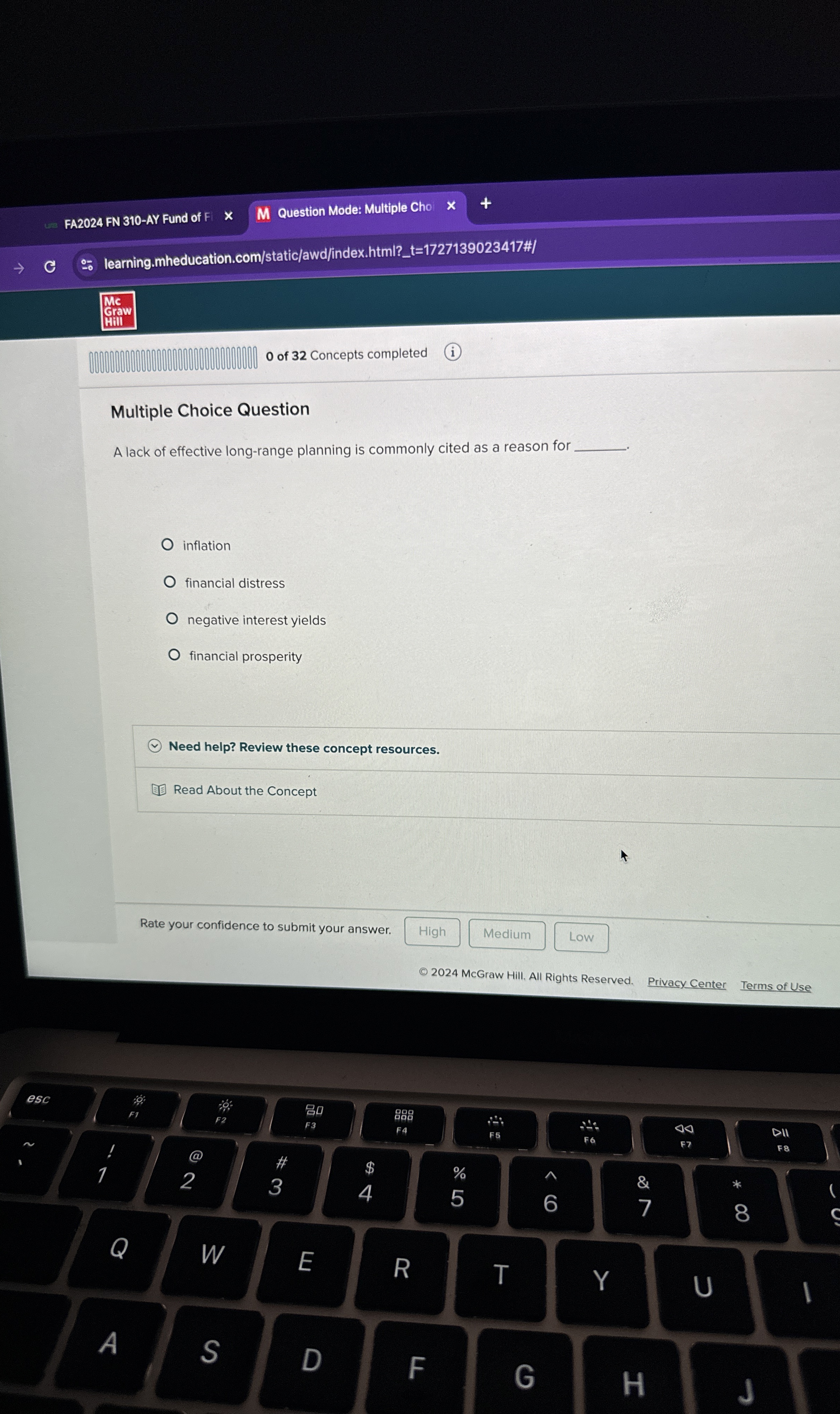  Multiple Choice Question A lack of effective long-range planning is commonly