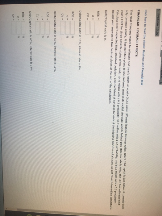  5. Problem 13.07 Click here to read the eBook: Business and