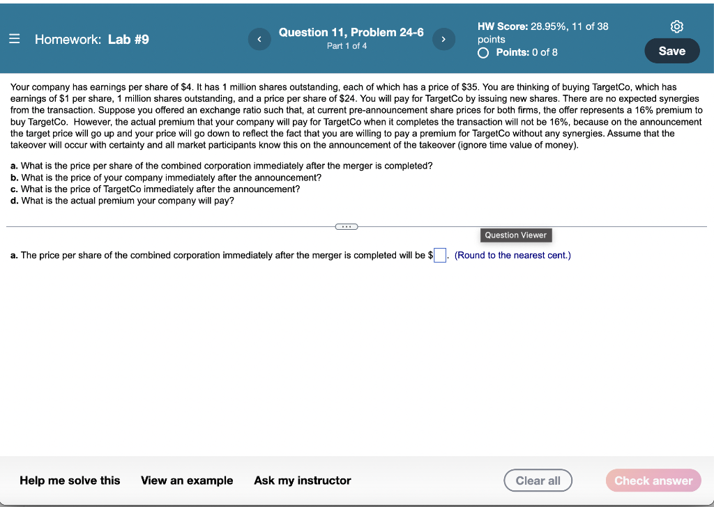  O = Homework: Lab #9 Question 11, Problem 24-6 Part 1