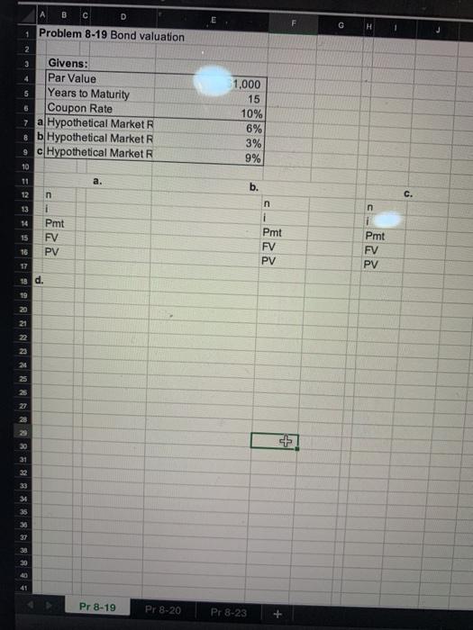  A B C D 1 Problem 8-19 Bond valuation 2 4