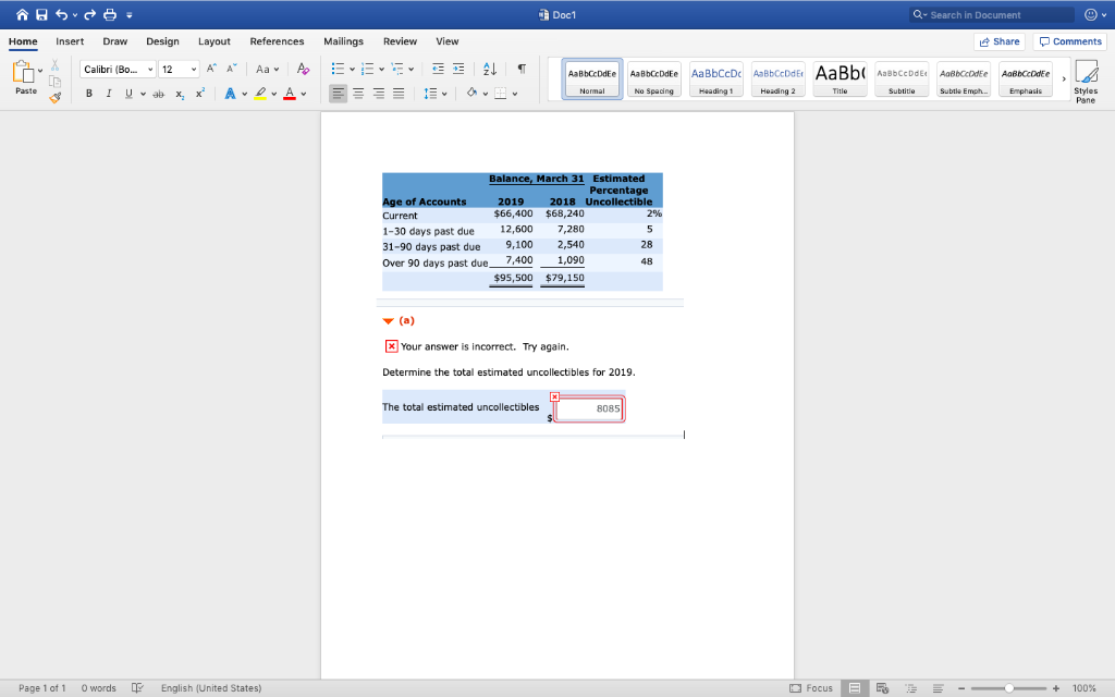 I don't know why my answer is wrong. Doc1 Q- Search