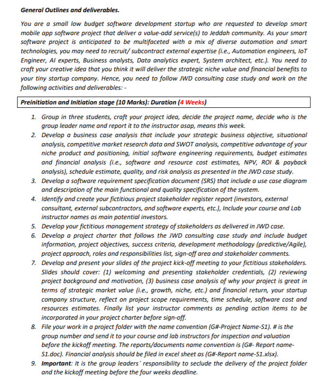 Management - Course Project Outline Preface: This is a general fictitious project