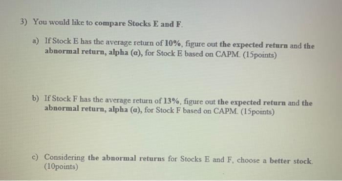 Risk-free security 0.0 0% 3.0% Stock D 40% 12.0% Stock E 0.8