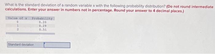  What is the standard deviation of a random variable x with
