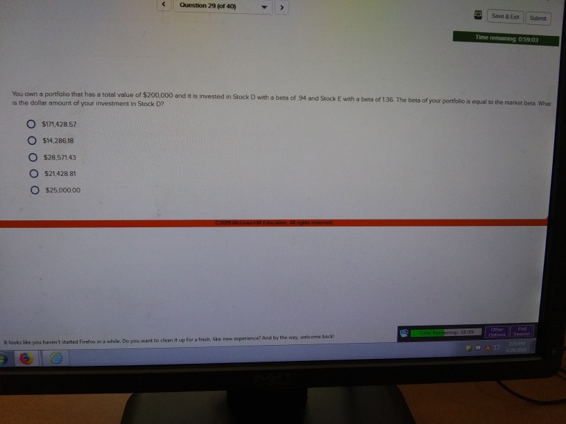  Question 29 (of 40) Save & Ext Submit Time remaining 0:59
