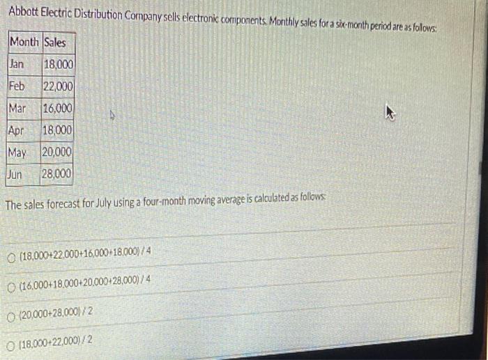 calculate July's forecast using the weighted three month moving average with 50