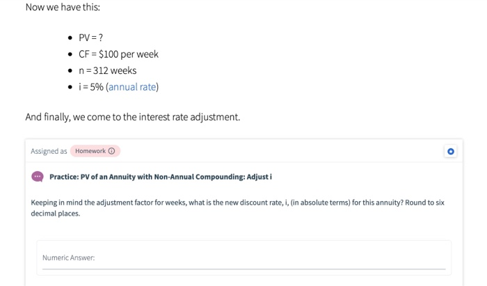 week for the next 6 years, with a discount rate of 596,