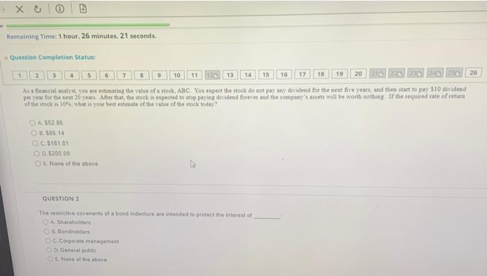  > X 0 0 0 remaining Time: 1 hour. 26 minutes,