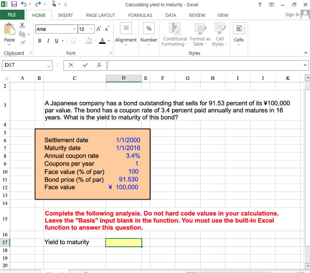 the answer must be in excel formula format (and using excel functions