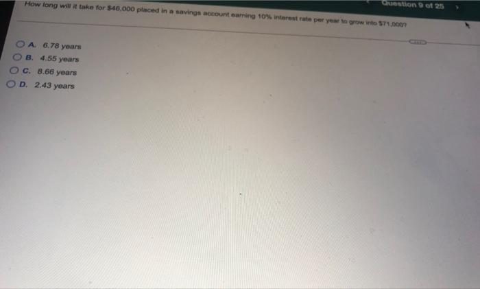  How long will it take for $46,000 placed in a savings