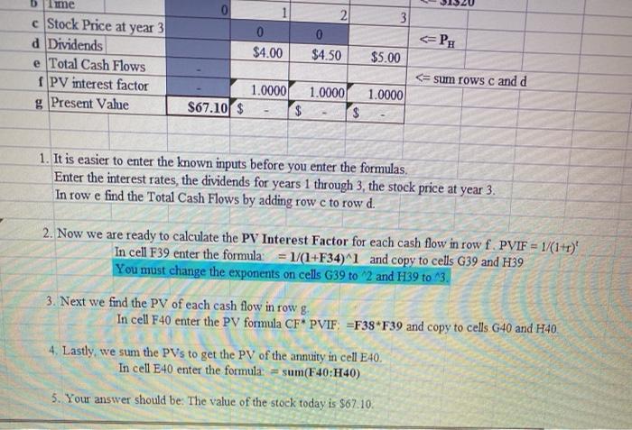expected upcoming (end of period 1) dividend The expected upcoming (end of