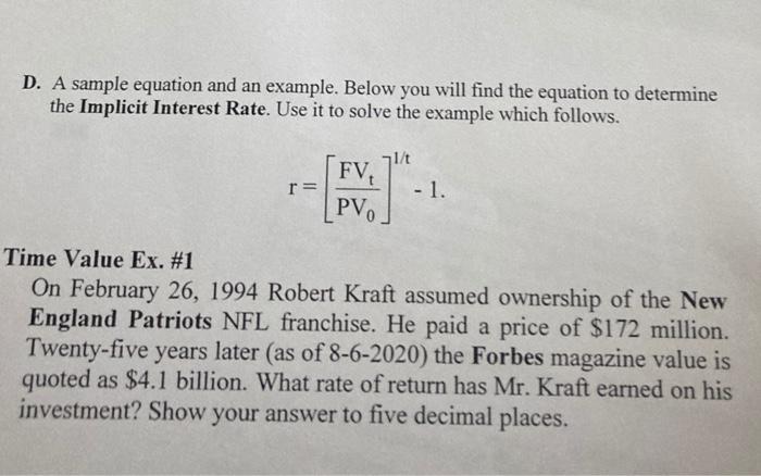  D. A sample equation and an example. Below you will find