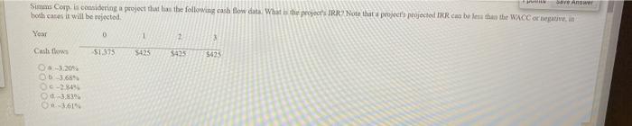  Save an Simms Corp, la considering a project that is the