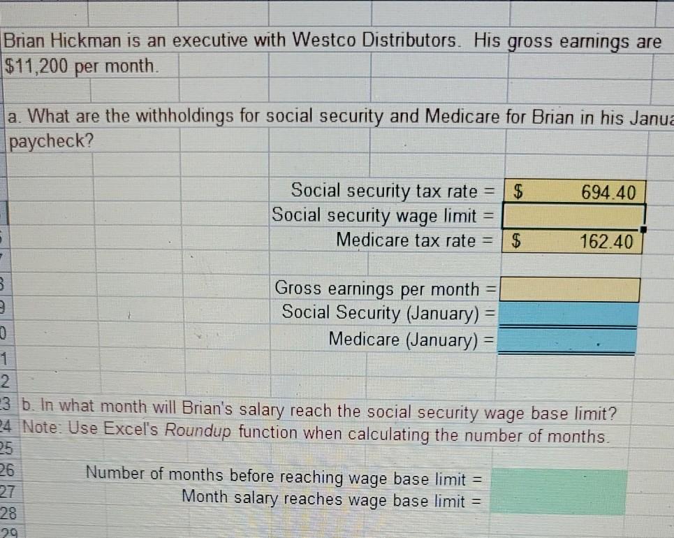 per month D 1 a. What are the withholdings for social security