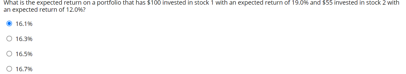 What is the expected return on a portfolio that has $100 invested