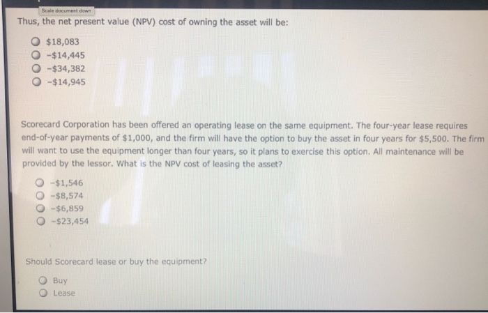 Scorecard Corporation: Scorecard Corporation is considering the purchase of new manufacturing equipment