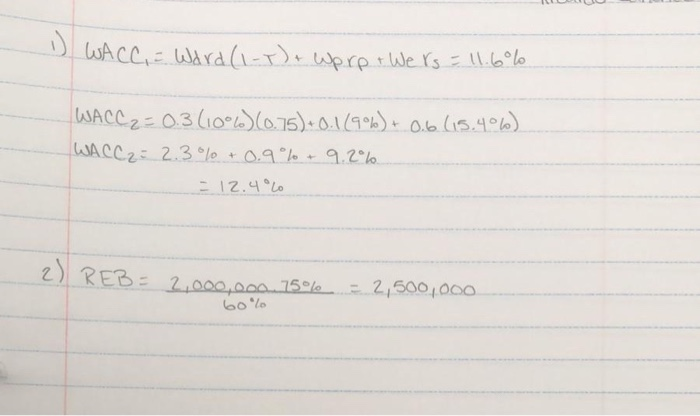 calculations for WACC1, WACC2 and Retained earnings breakpoint, what is the firm's