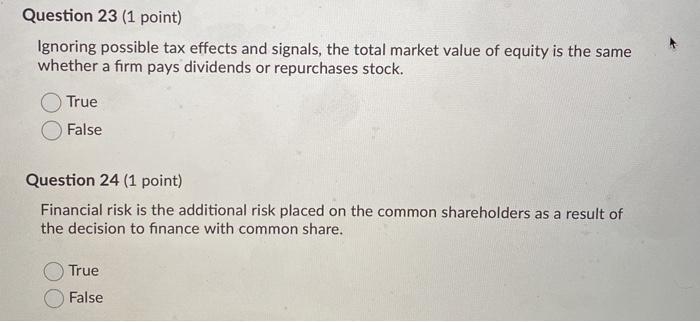 (1 point) What is the optimal capital structure under the Modigliani and