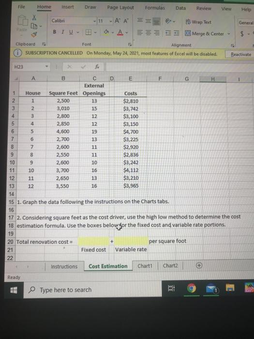 A FEE Merge & Center Clipboard Font Alignment SUBSCRIPTION CANCELLED On Monday,