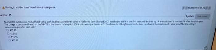 Question 15 1 An investee purchases mutual fund with a back and