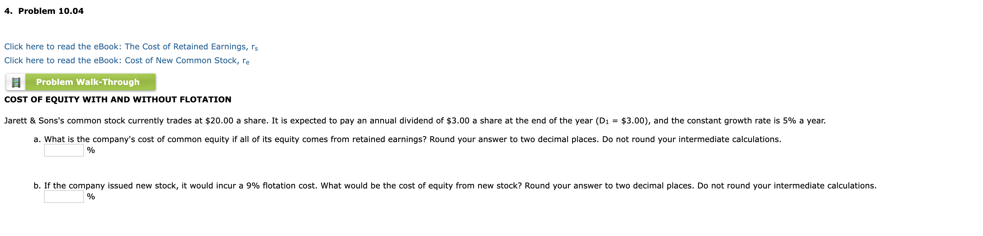 4. Problem 10.04 Click here to read the eBook: The Cost