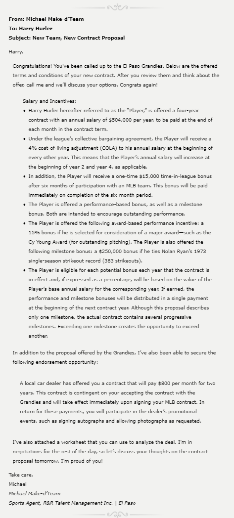 old and has always dreamed of playing in the big leagues. Last