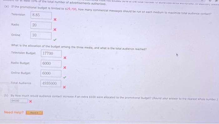 include television, radio, and online. Audience estimates, costs, and maximum media usage