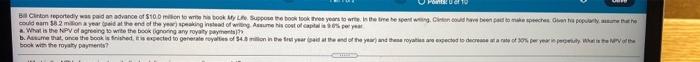 answer both part a and b please Ponude Be Clinton eportedly was