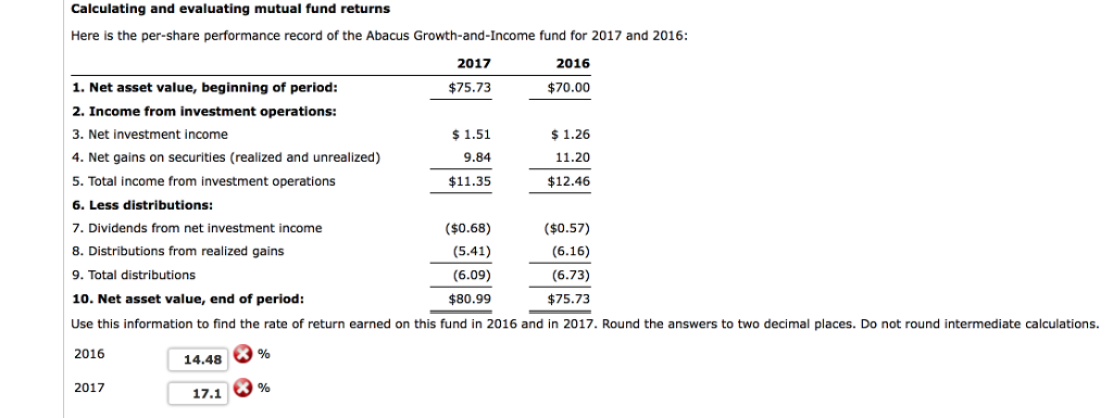 Can anyone help me solve this?? Thanks! Calculating and evaluating mutual fund
