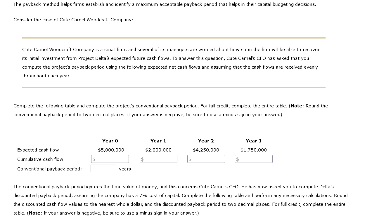 The payback method helps firms establish and identify a maximum acceptable