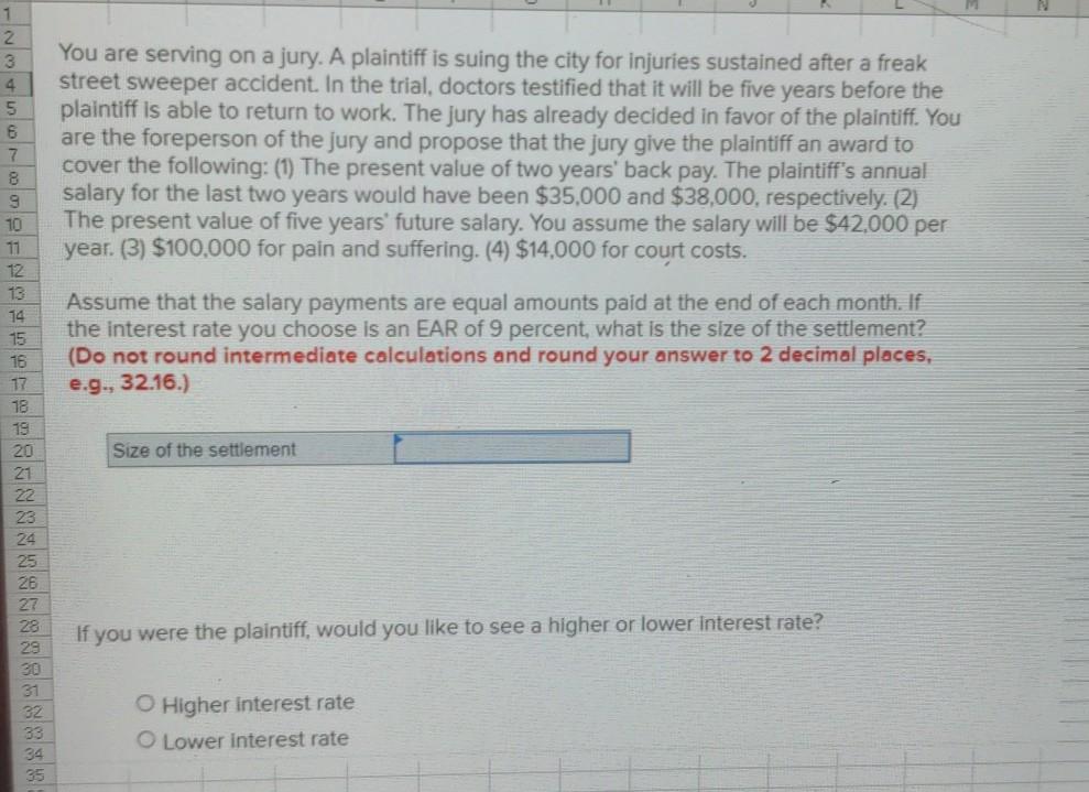 show all work and formulas 1 3 4 5 6 7