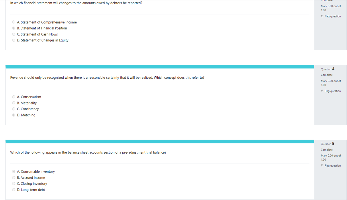  In which financial statement will changes to the amounts owed by