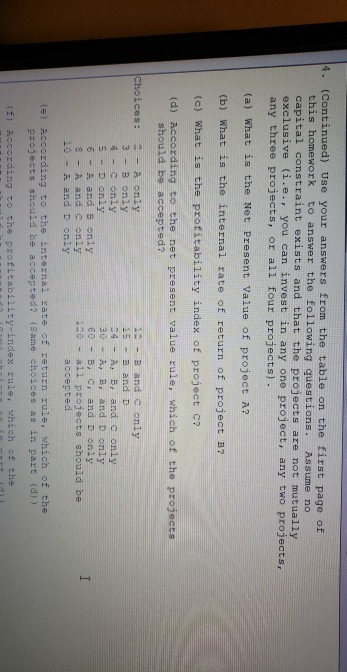 rate of return, and the profitability index. Use the definition of PI