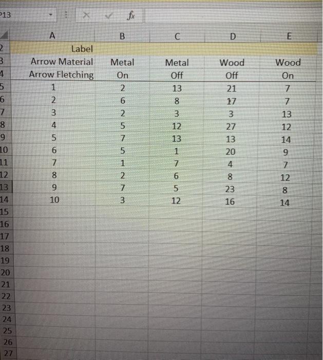  13 x B C D E A Label Arrow Material Arrow