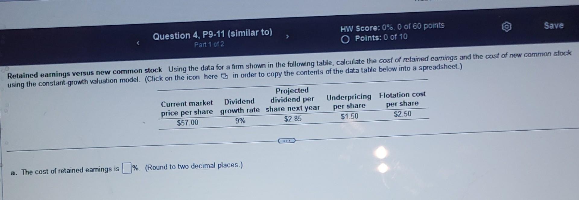  Retained earnings versus new common stock Using the data for a