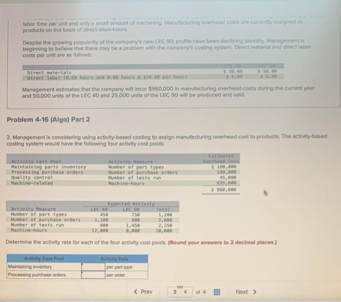 pls help labor time per unit and only a small amount of