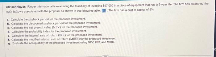 help me with this problem parts 1-8 all techniques ; data table